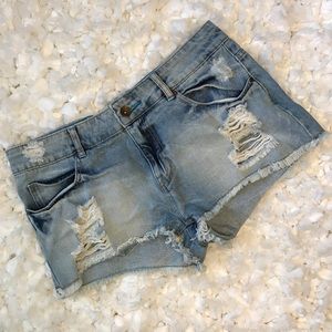 Zara Trafaluc Denim Shorts Premium Wash Blue Sz 4